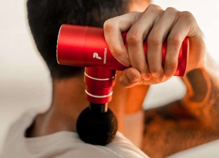 cervical-collar zone massage with a massage gun