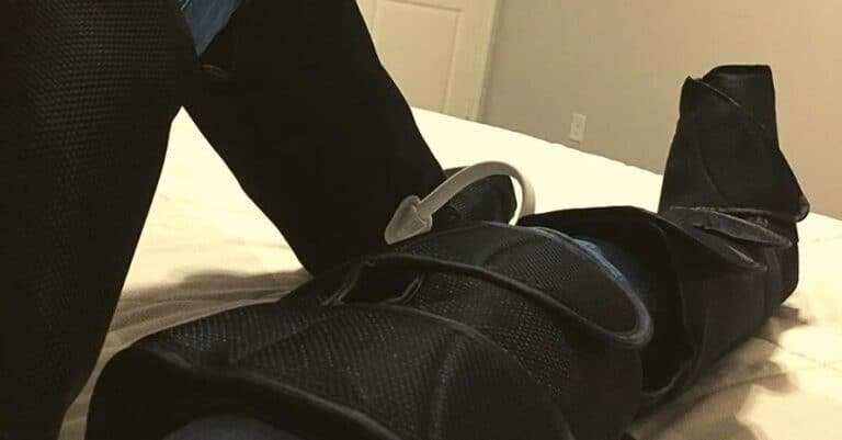 Compression Massager worn on legs