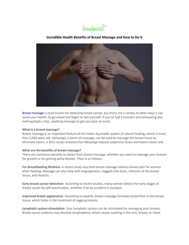Benefits Of Breast Massage