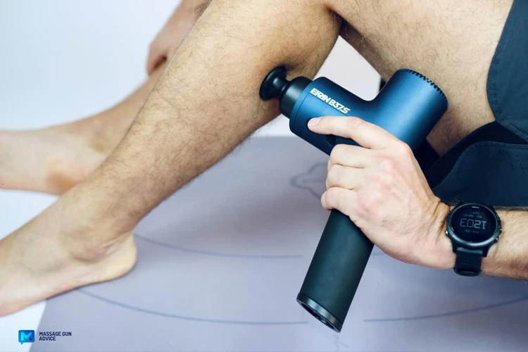 Preparing For Massaging Achilles Tendon With A Massage Gun