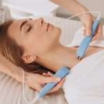 Woman having vibration therapy