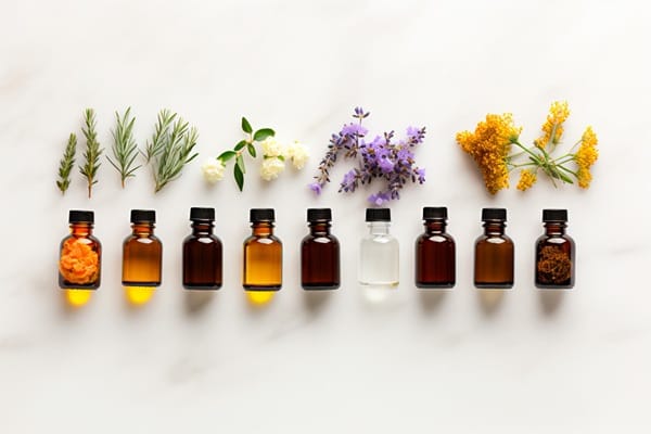 Diluting essential oils for massage with a carrier oil before skin application