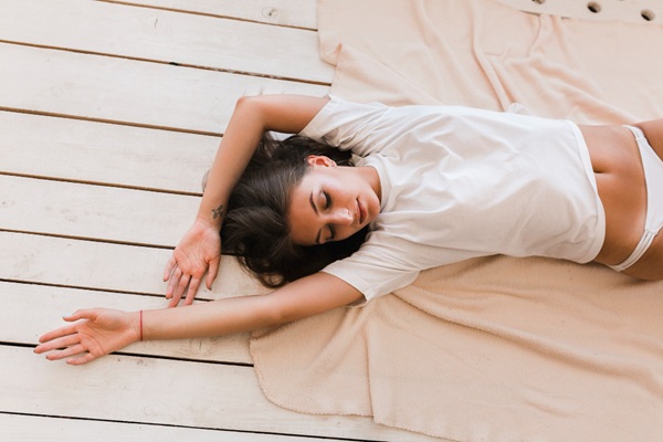 Mature woman focusing on wellness, relaxation, and self-care